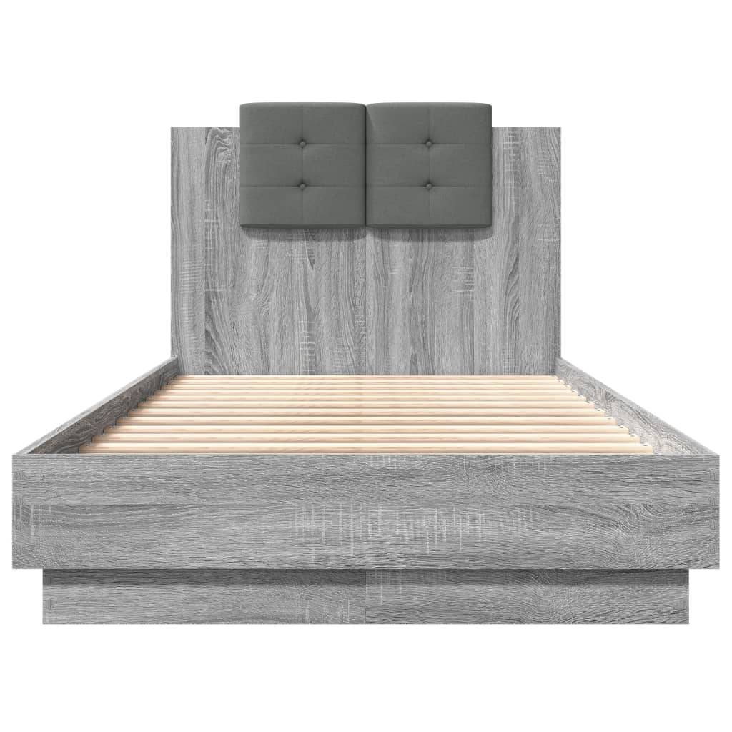 Bettgestell mit Kopfteil Grau Sonoma 180x200 cm Holzwerkstoff