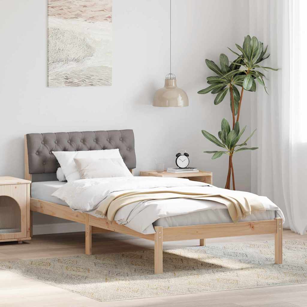 Bettgestell Braun und hellgrau 200 x 200 cm Massivholz Kiefer