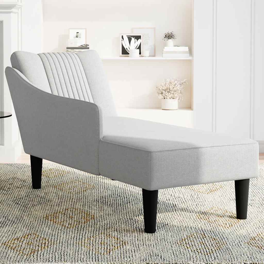 Chaiselongue mit Rechter Armlehne Hellgrau Stoff