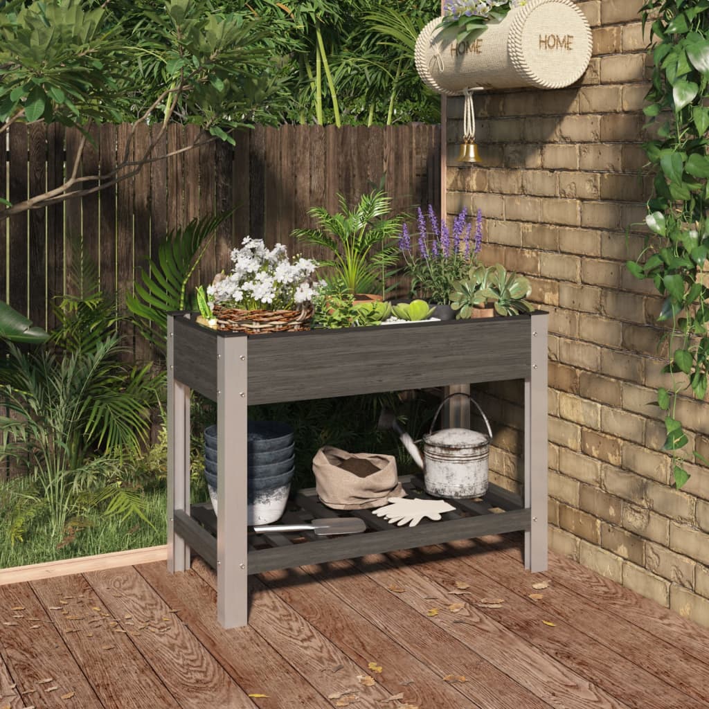 Garten-Hochbeet mit Ablage 50x50x90 cm WPC Grau
