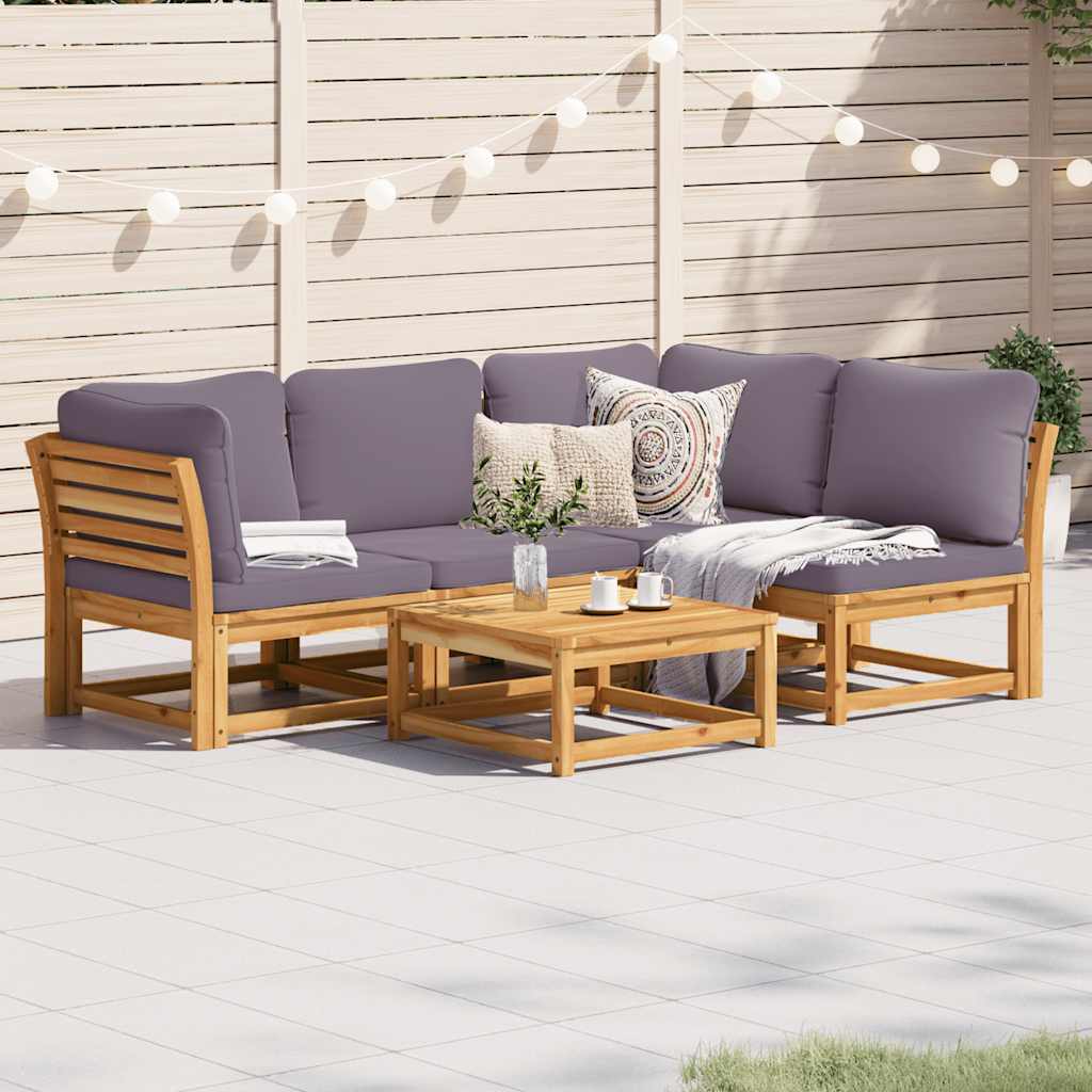 4-tlg. Garten-Lounge-Set mit Kissen Massivholz Akazie