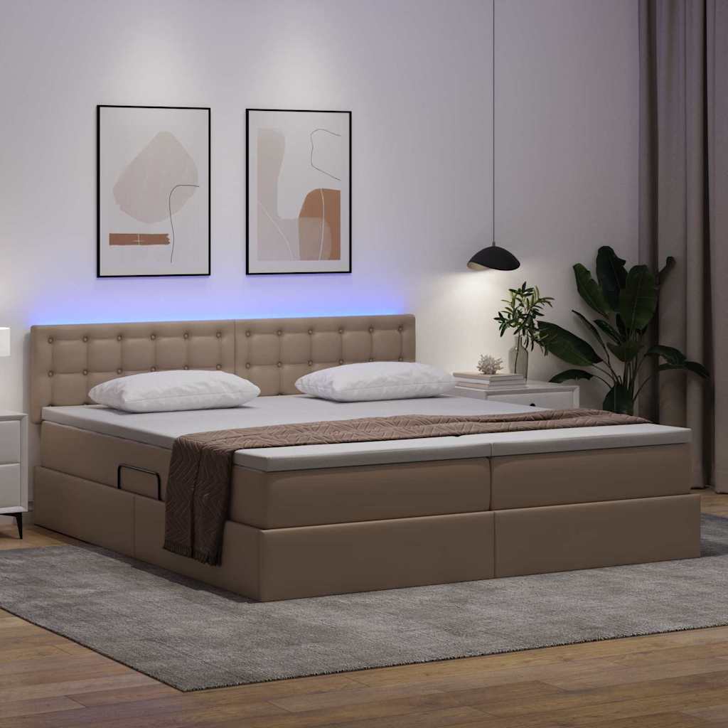Bett mit Stauraum und LED Schwarz 180 x 200 cm Kunstleder