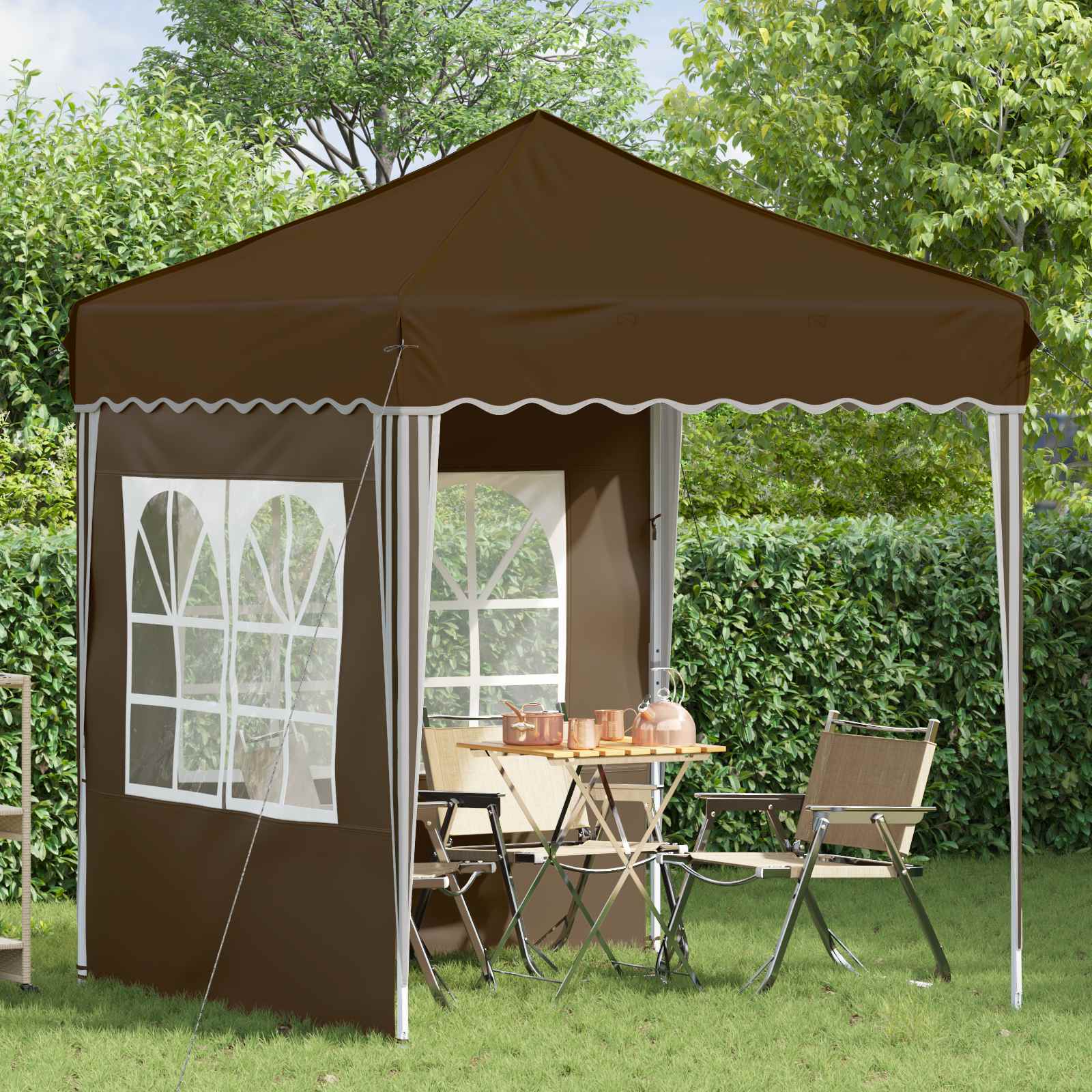 Pop-up Partyzelt 195 x 195 x 245 cm Creme Oxford-Stoff