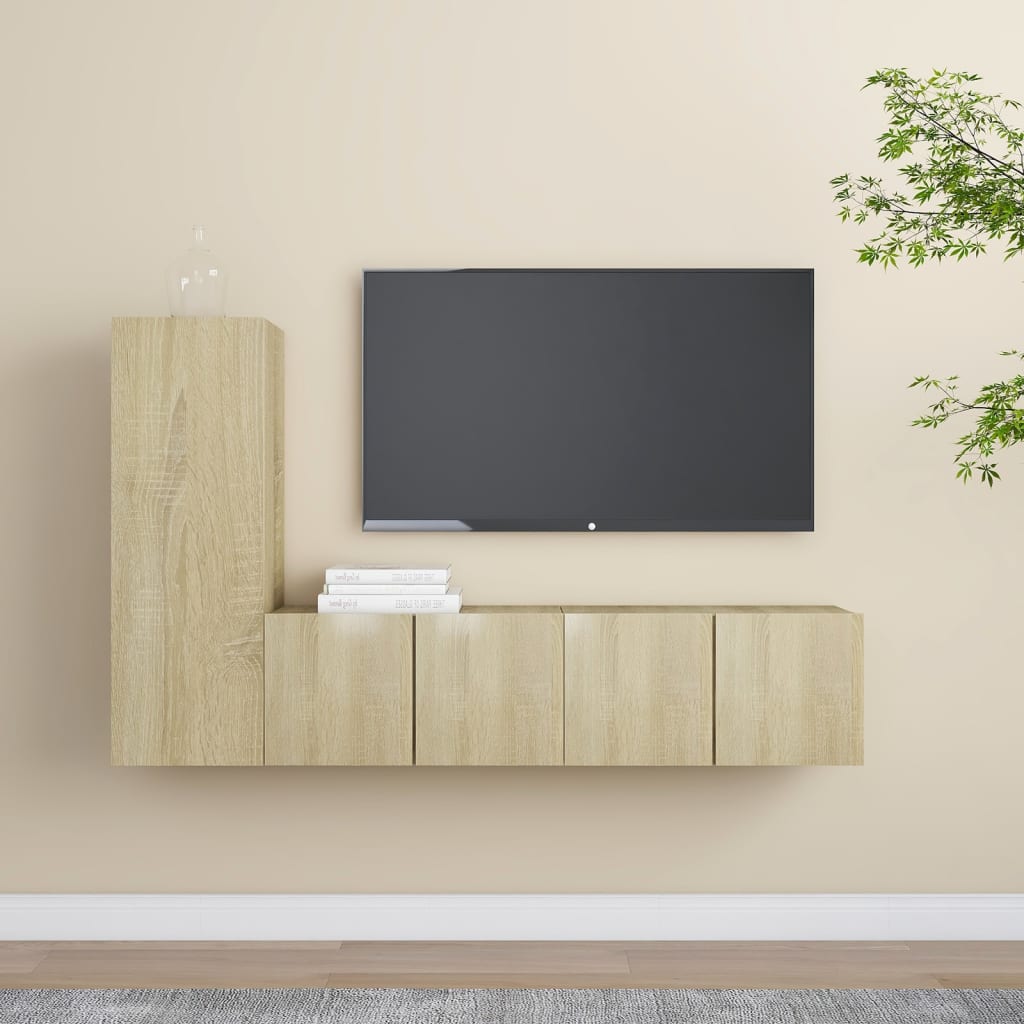 3-tlg. TV-Schrank-Set Weiß Holzwerkstoff