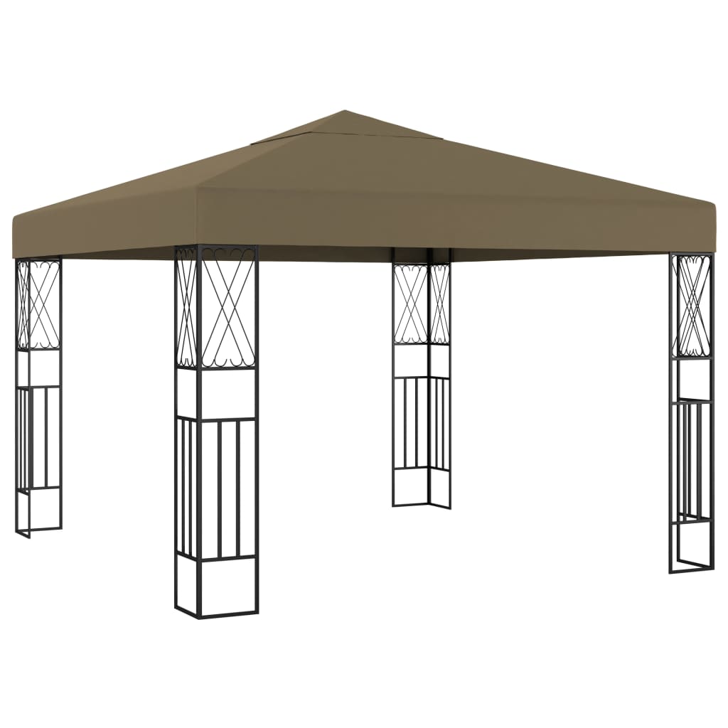 Pavillon mit LED-Lichterkette 3x3 m Creme Stoff
