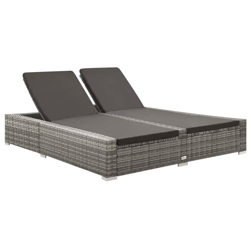 Doppel-Sonnenliege Poly Rattan Braun