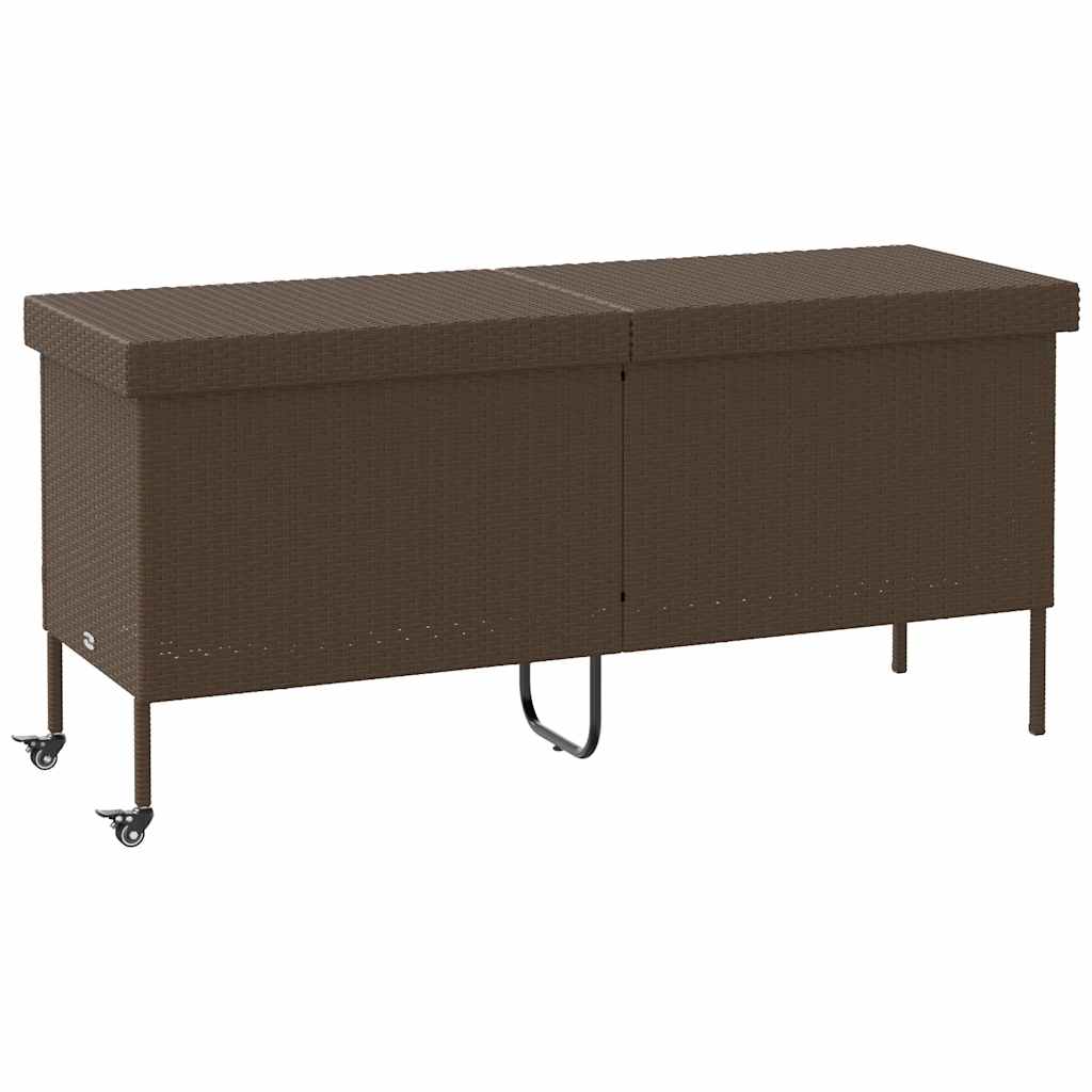 Gartentruhe mit Rollen Schwarz 110x55x73 cm Poly Rattan