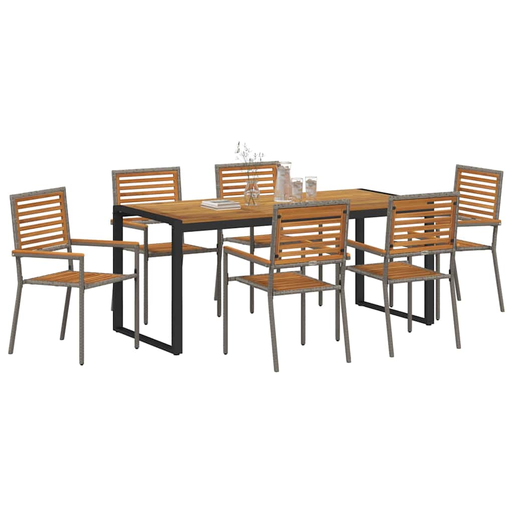 Garten Essgruppe 5 pcs Schwarz und Braun Poly-Rattan