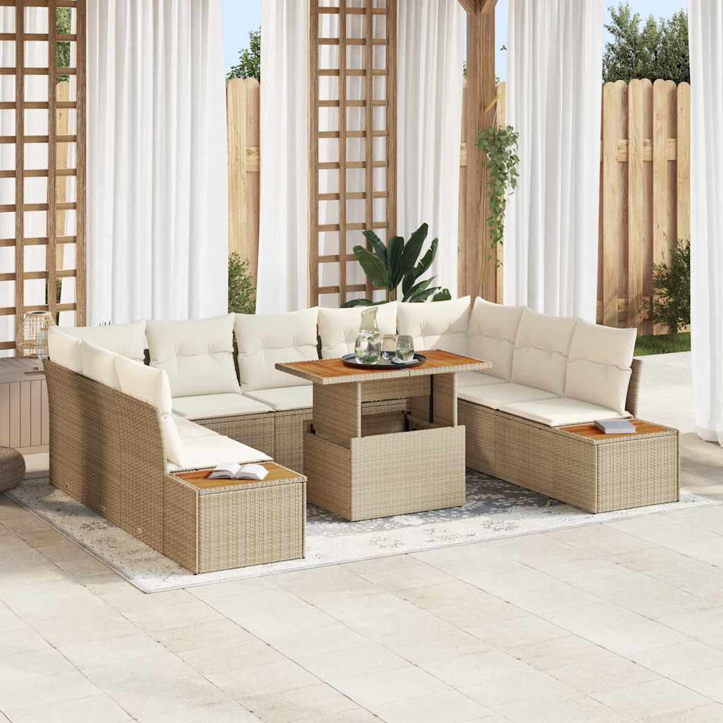 Garten Essgruppe mit Kissen 10 pcs Schwarz und Beige