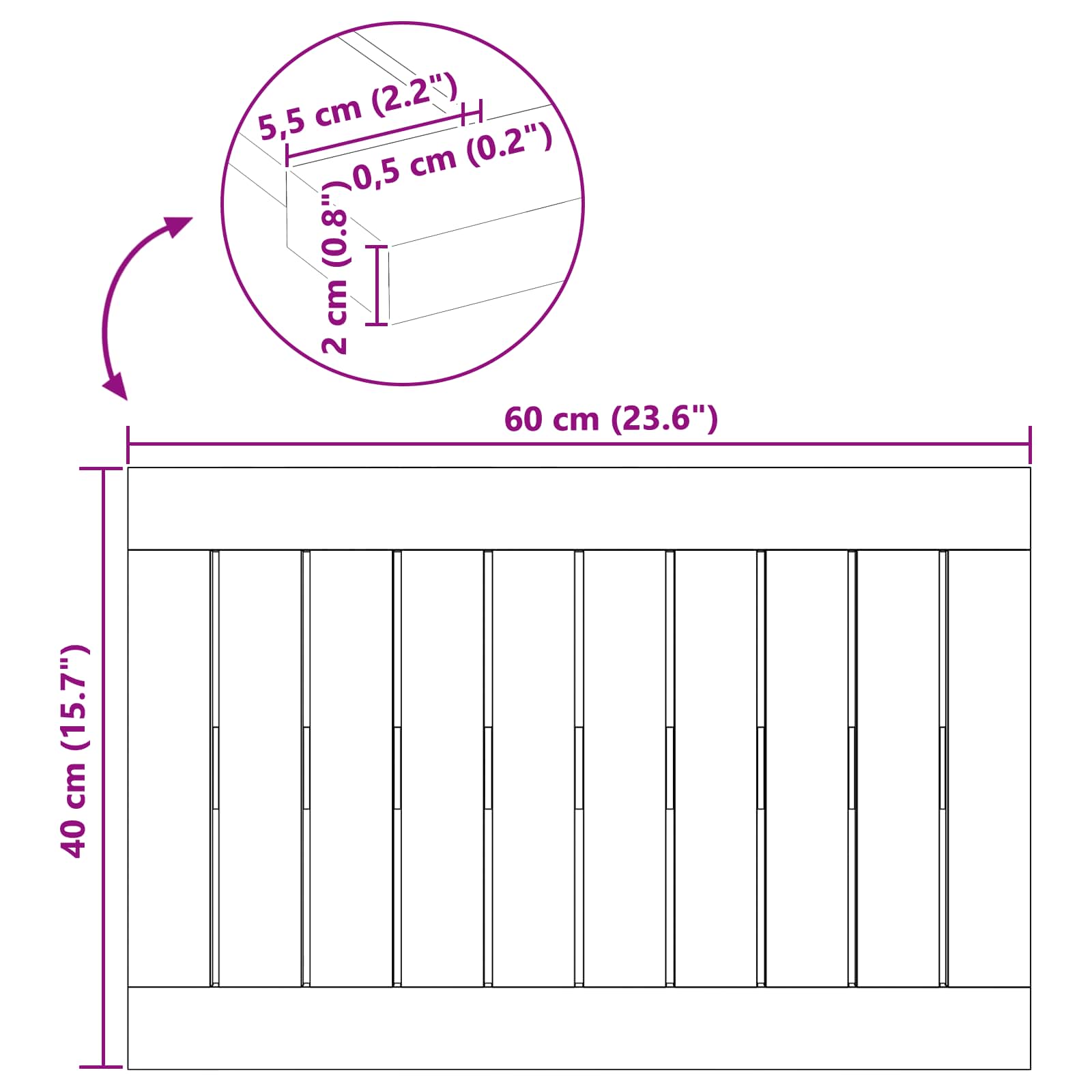 Badematte Uni Braun 60 x 40 cm Massives Akazienholz