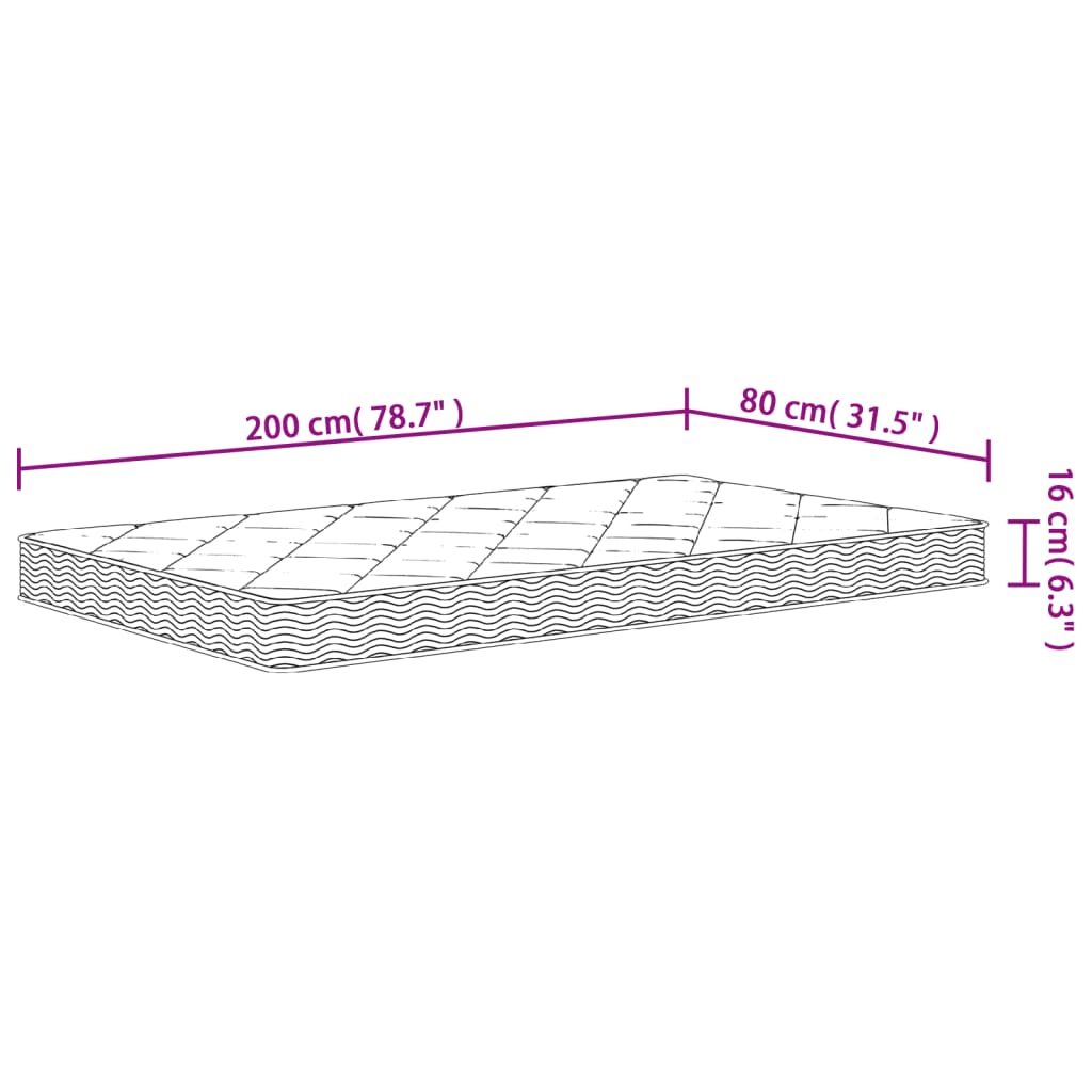 Schaumstoffmatratze für Kind Mittelweich 80 x 160 cm 16 cm Weiß