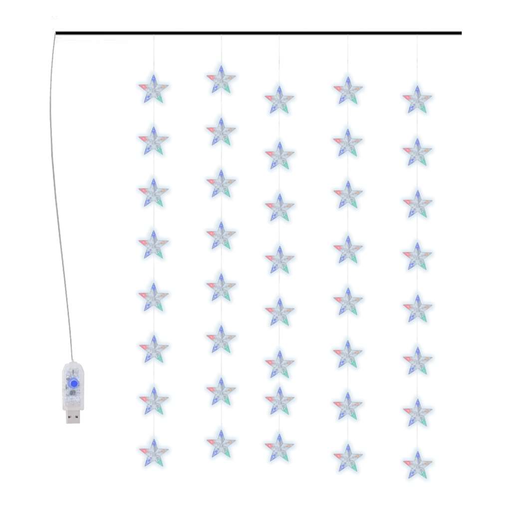LED Sternenvorhang Lichterkette 200 LED Kaltweiß 8 Funktionen