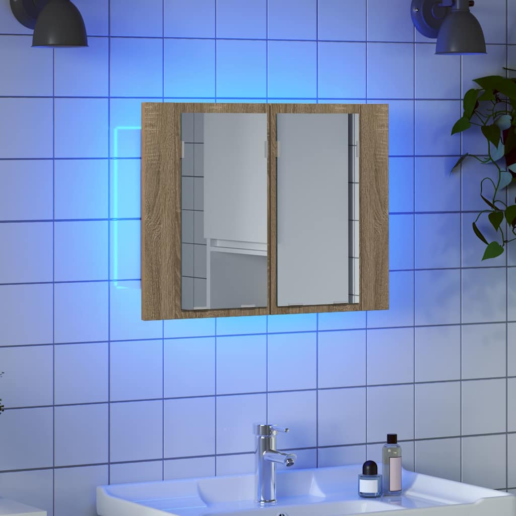 LED-Bad-Spiegelschrank Weiß 60x12x45 cm Acryl