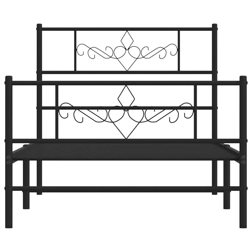 Bettgestell mit Kopfteil Metall Schwarz 100x190 cm