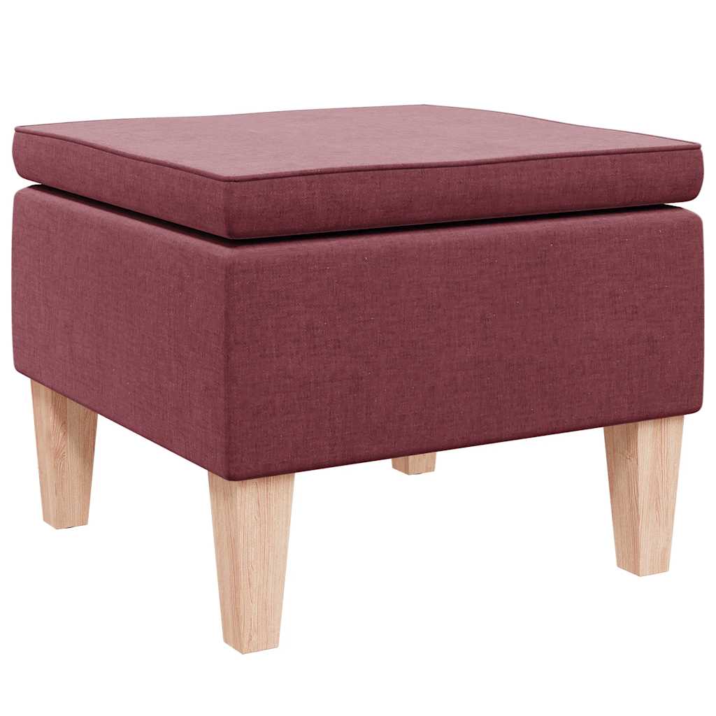 Hocker mit Holzbeinen Weinrot Stoff