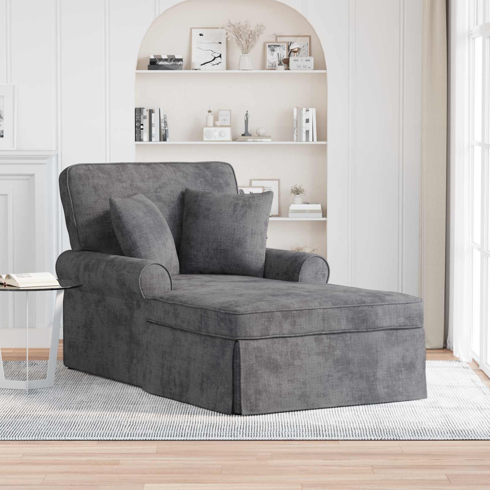 Chaise Lounge mit Rock mit Kissen Creme 157 x 91 x 91 cm ARES