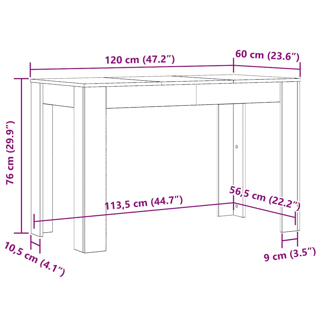 Esstisch Weiß 120x60x76 cm Holzwerkstoff