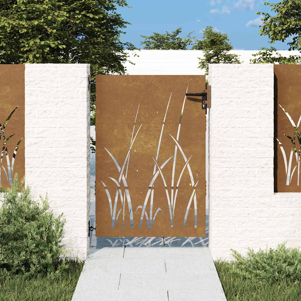 Gartentor 85x75 cm Cortenstahl Gras-Design