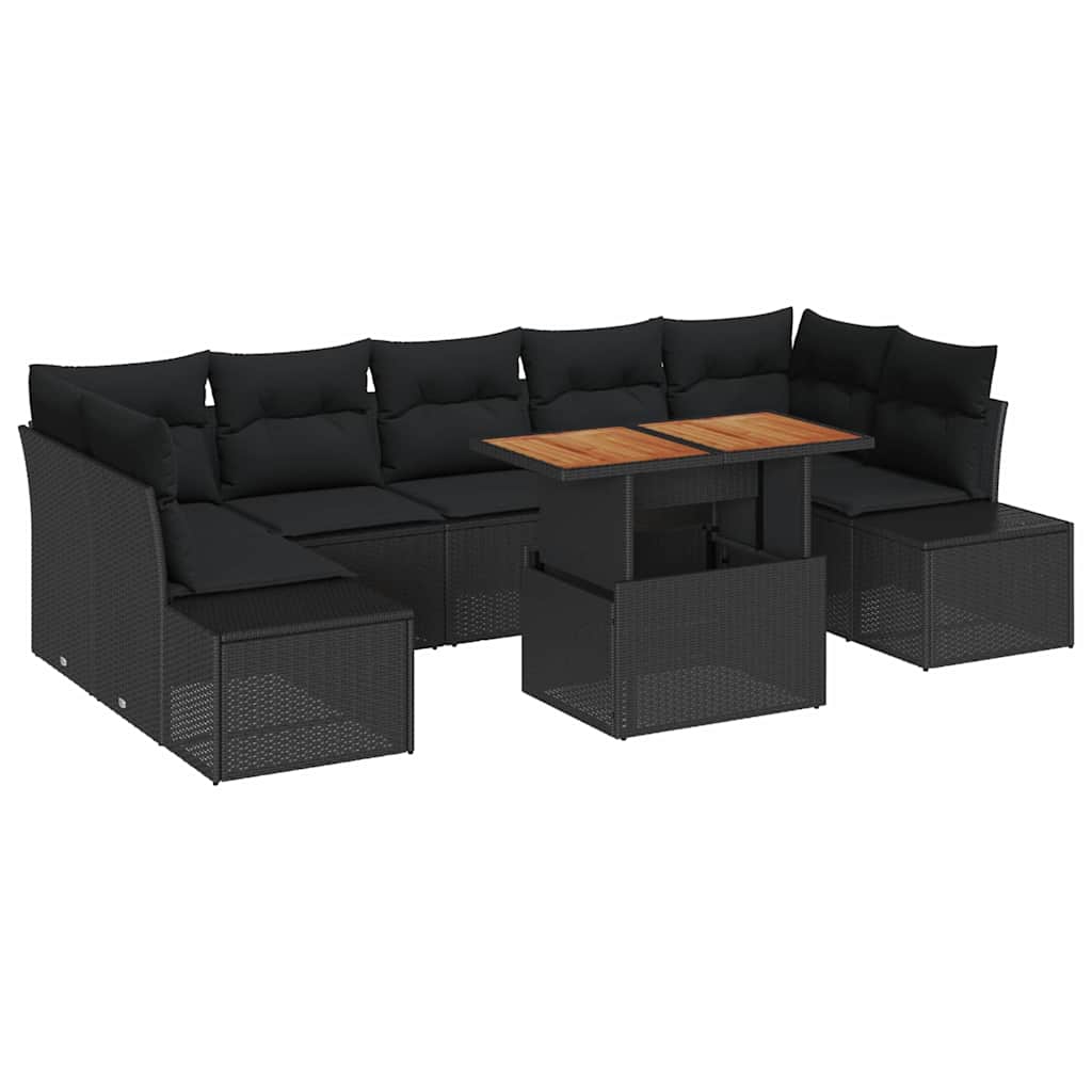 Garten Essgruppe mit Kissen 8 pcs Schwarz und Creme