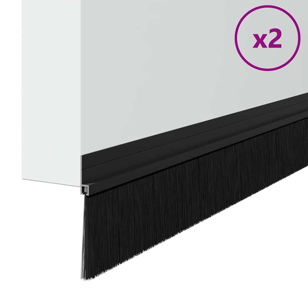 Selbstklebende Türbürstendichtungen 2 pcs Braun 100 cm