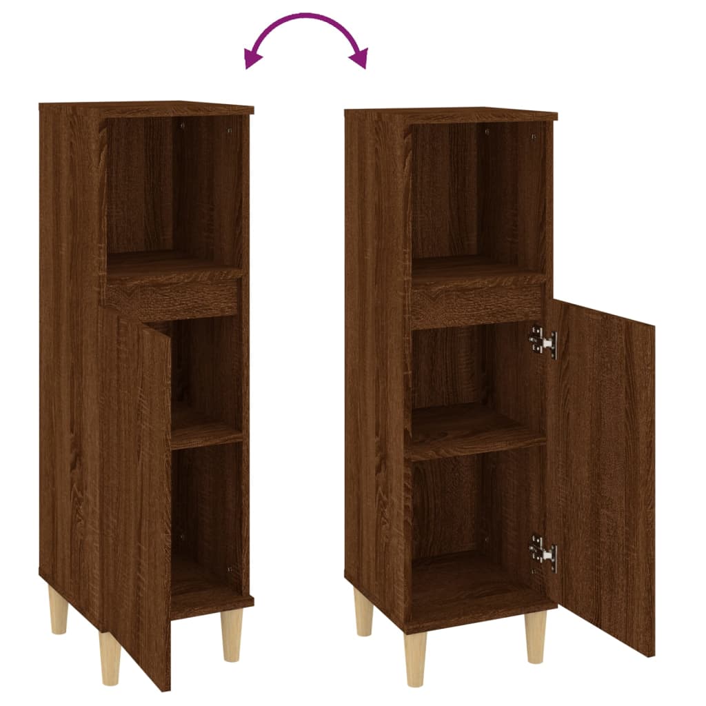 Badschrank Weiß 30x30x100 cm Holzwerkstoff