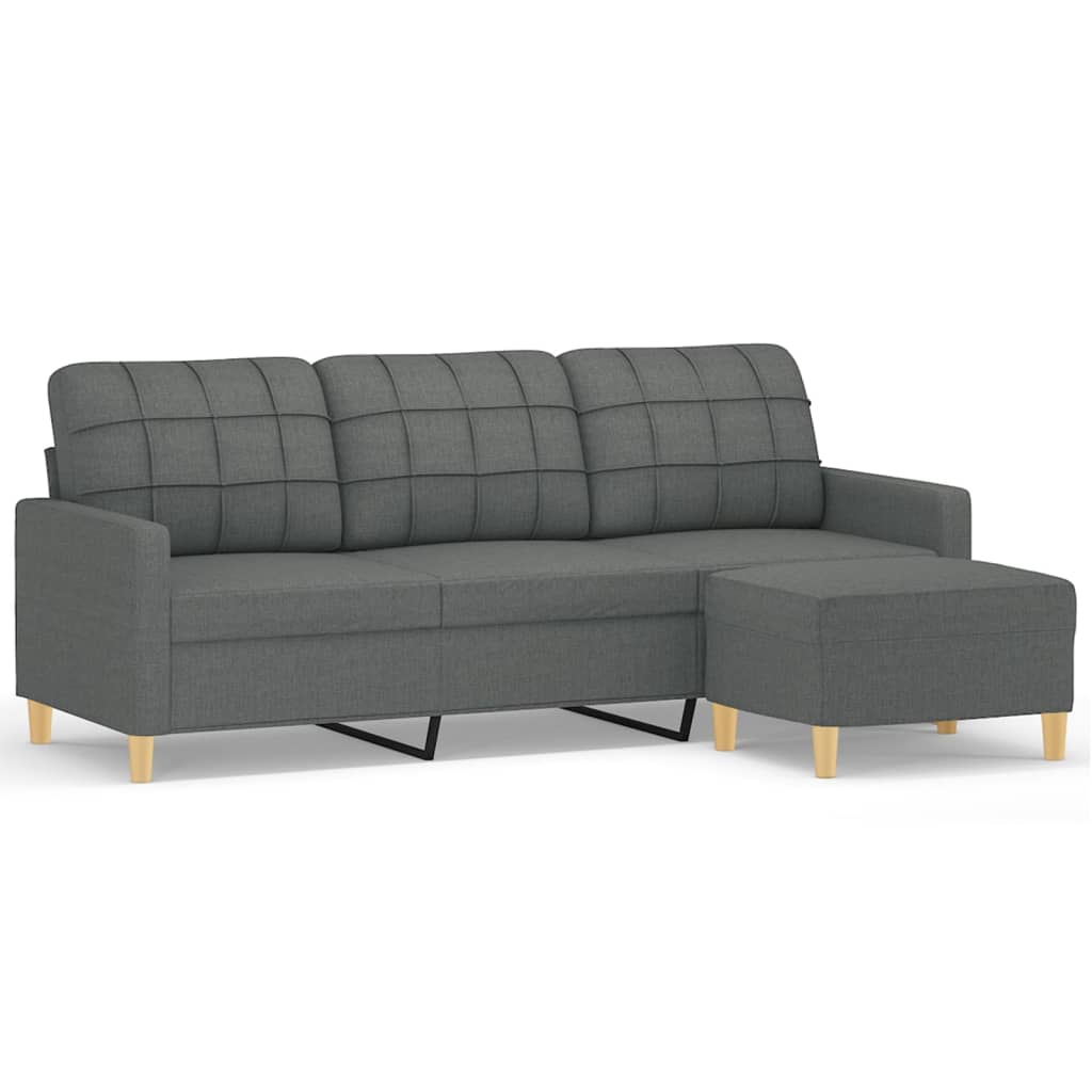 3-Sitzer-Sofa mit Hocker Taupe 180 cm Stoff
