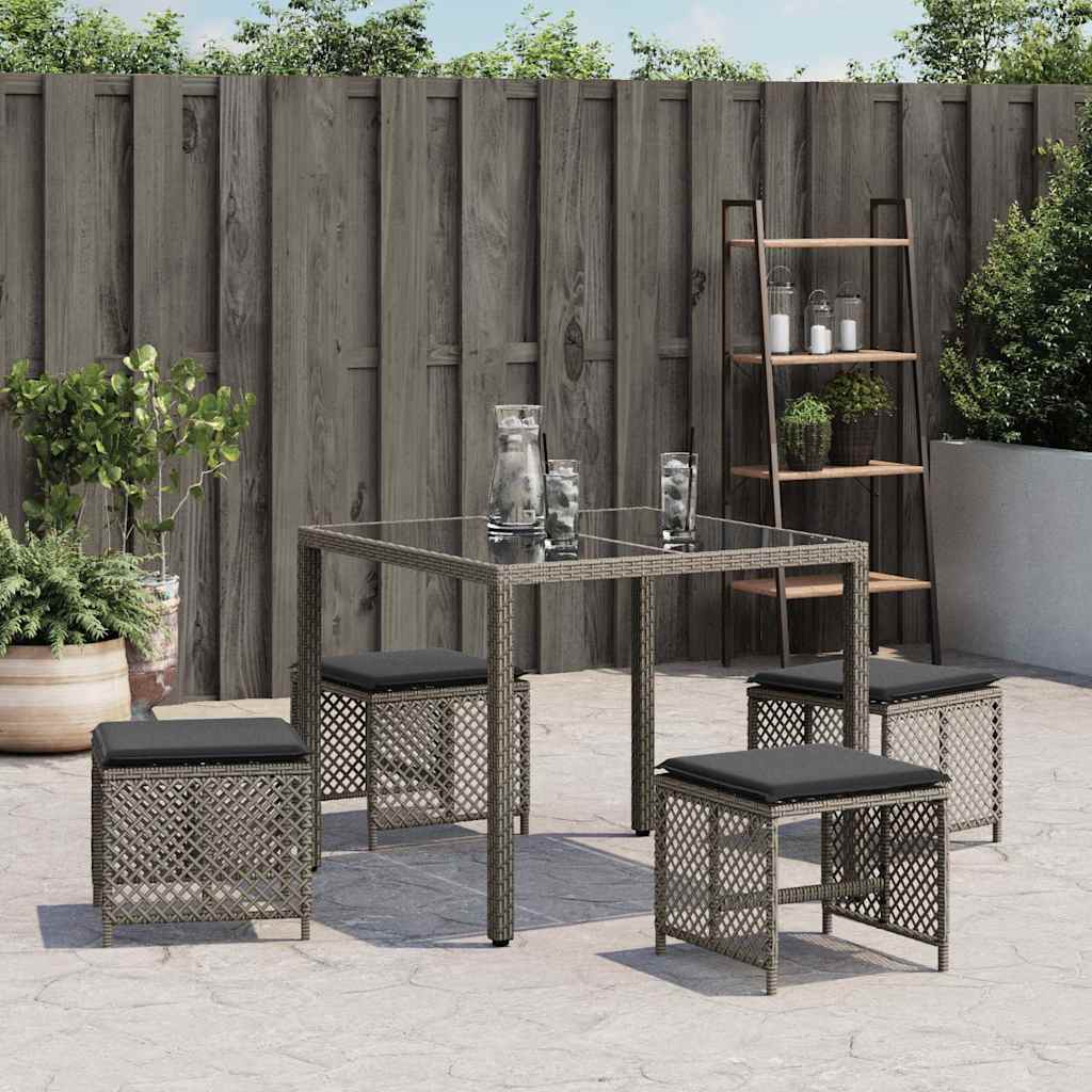 Gartenhocker mit Kissen 4 Stk. Schwarz 41x41x36 cm Poly Rattan