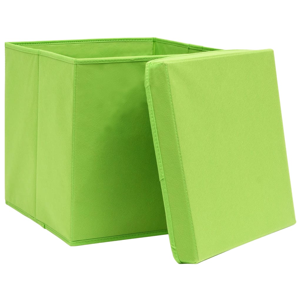 Aufbewahrungsboxen mit Deckeln 10 Stk. 28x28x28 cm Schwarz