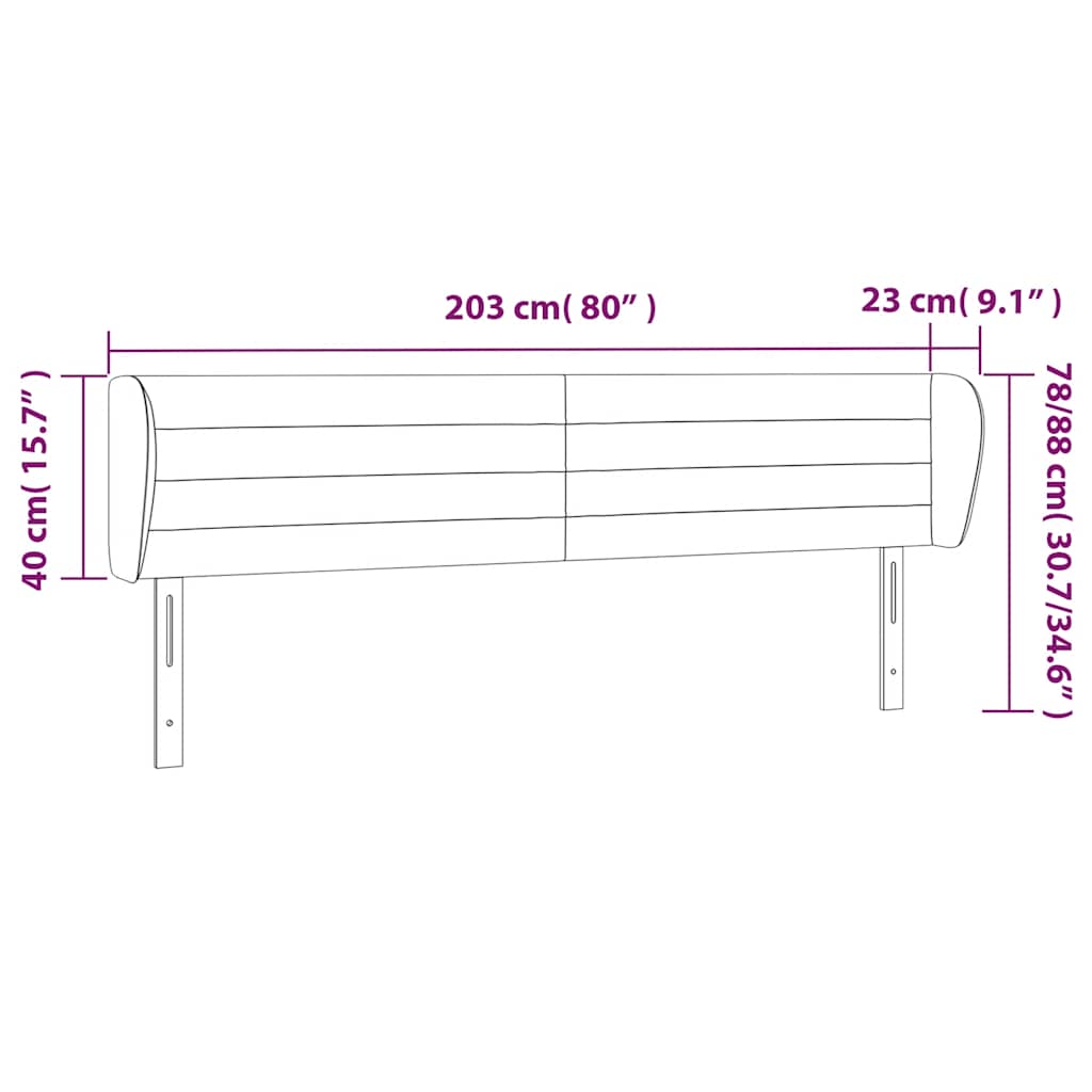 Kopfteil mit Ohren Dunkelblau 203x23x118/128 cm Samt