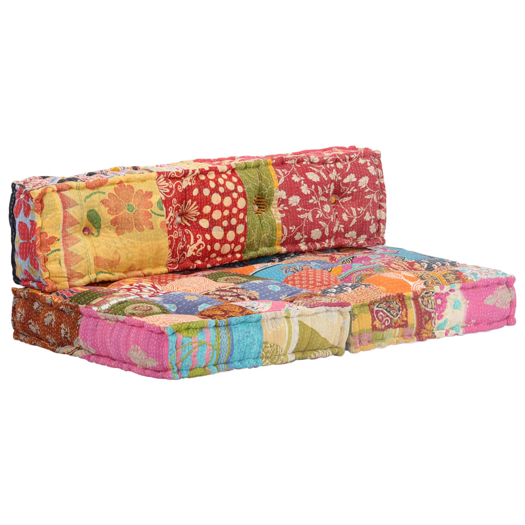 2-Sitzer Modularer Pouf Patchwork Stoff