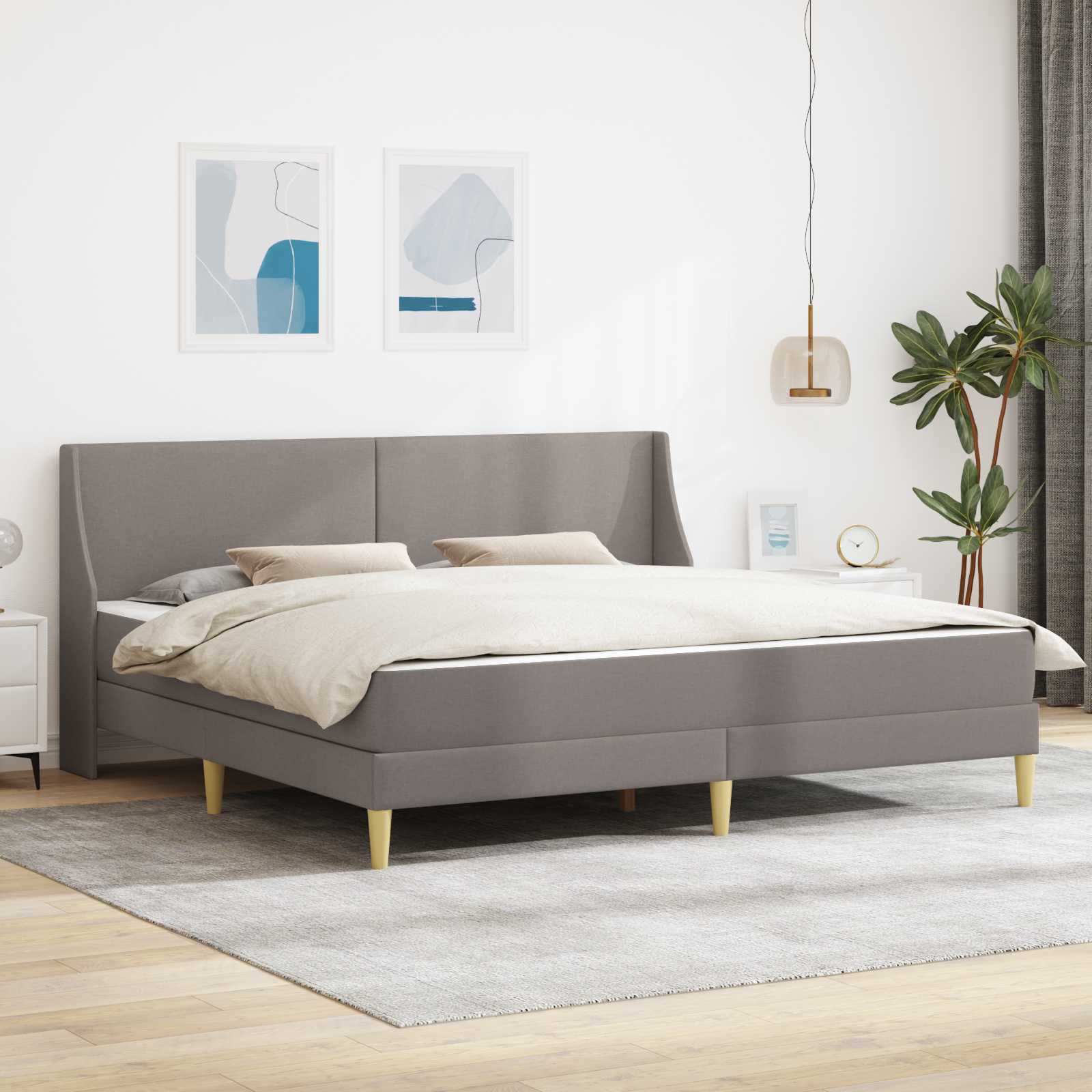 Bettgestell mit Matratze Hellgrau 80x 200 cm Polyester