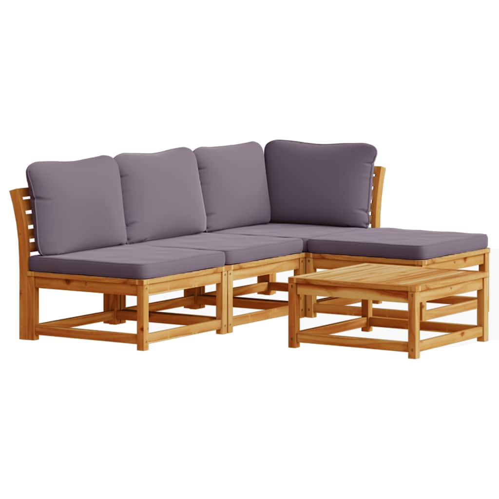 4-tlg. Garten-Lounge-Set mit Kissen Massivholz Akazie