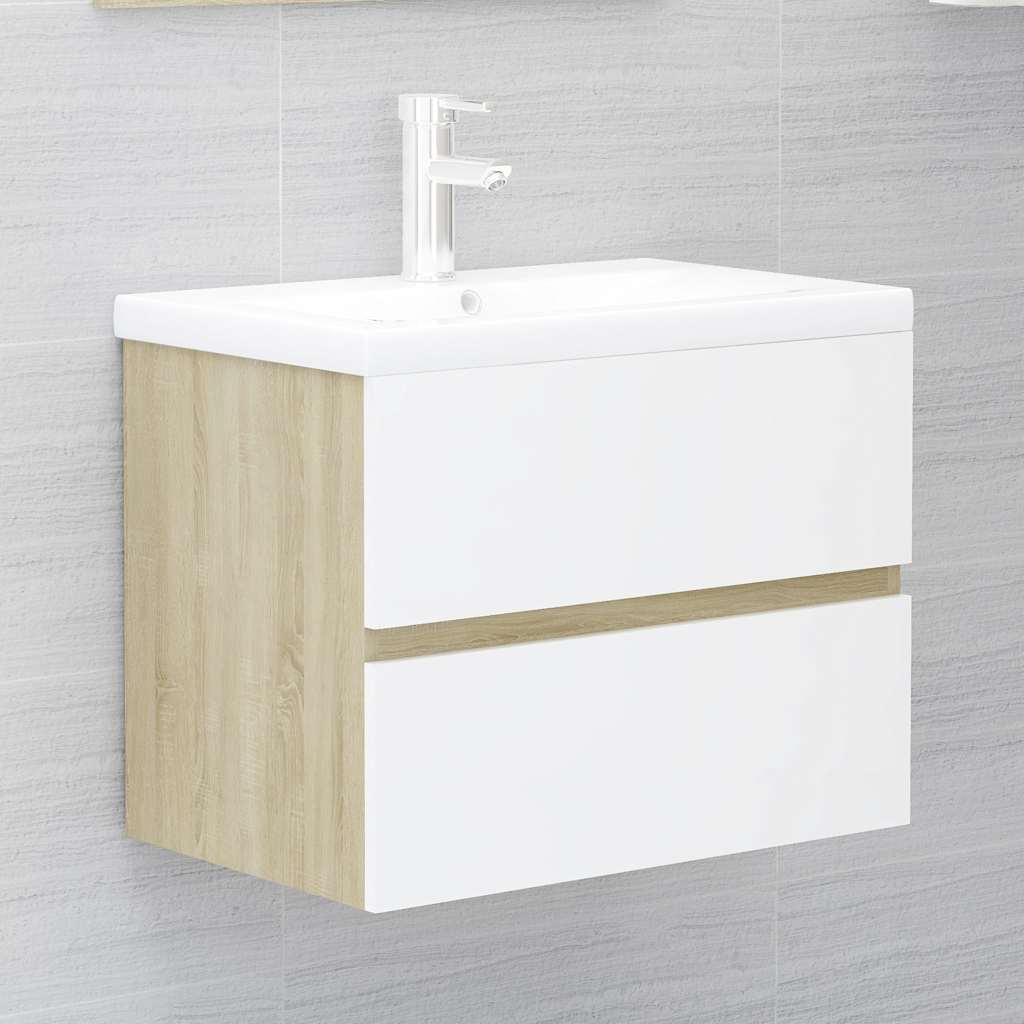 2-tlg. Badmöbel-Set Weiß Holzwerkstoff