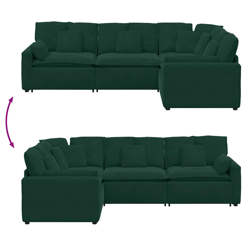 Modulares Sofa mit Kissen Samt Blau