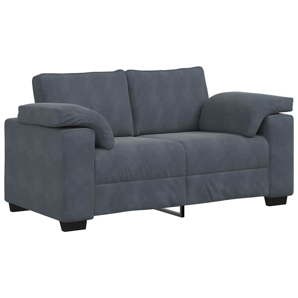 2-teiliges Sofa-Set mit Kissen, hellgrauer Samt