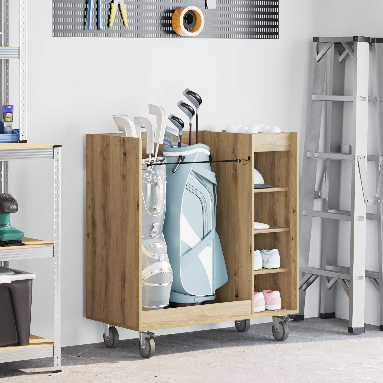 Golf Schrank Mit Rad Uni Weiß 65 x 45 x 98 cm
