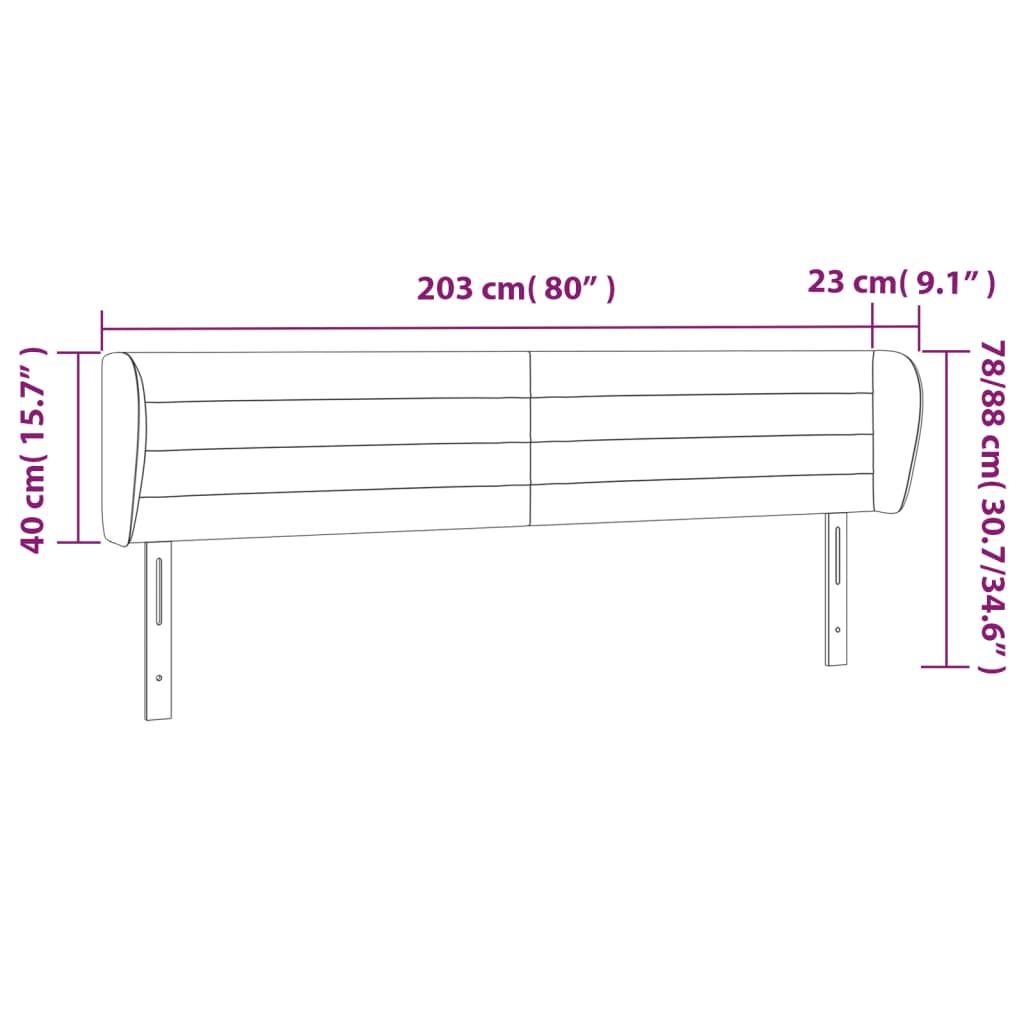 Kopfteil mit Ohren Dunkelblau 203x23x118/128 cm Samt