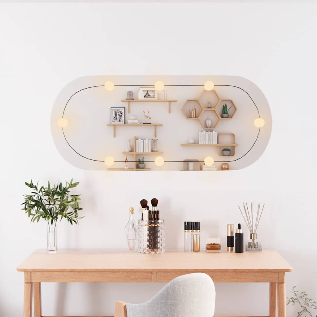 Spiegel mit LED-Leuchten 60x30 cm Glas Oval