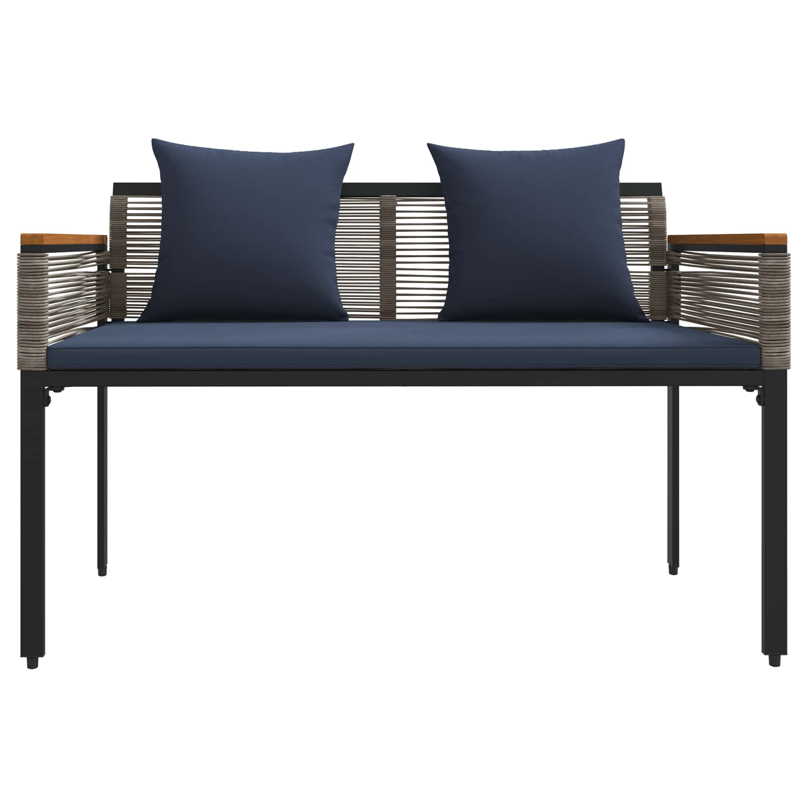 Bank Outdoor mit Kissen Schwarz 117 x 54 x 74,5 cm Poly-Rattan