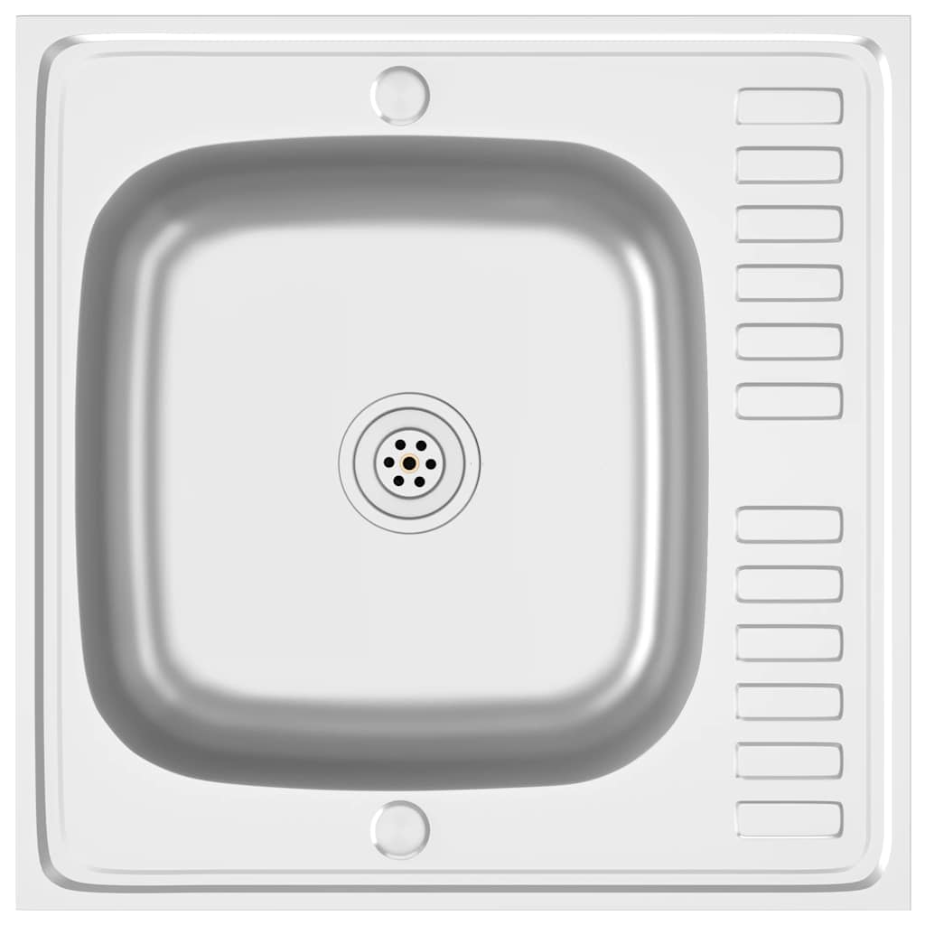Spüle mit Abtropffläche Set Silbern 600x500x155 mm Edelstahl