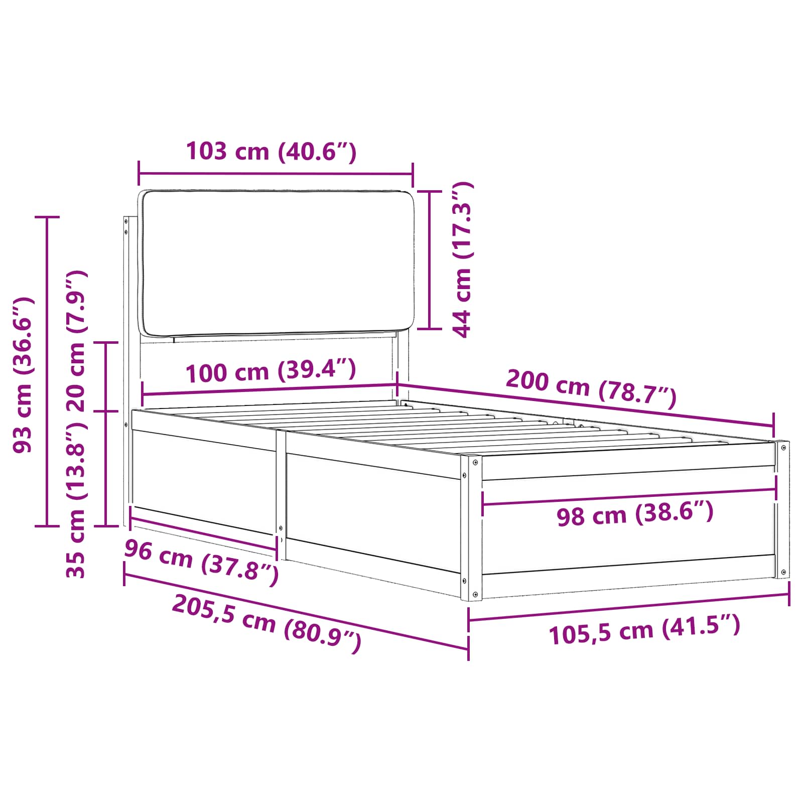Bettgestell mit gepolstertem Kopfteil Hellgrau 200 x 200 cm