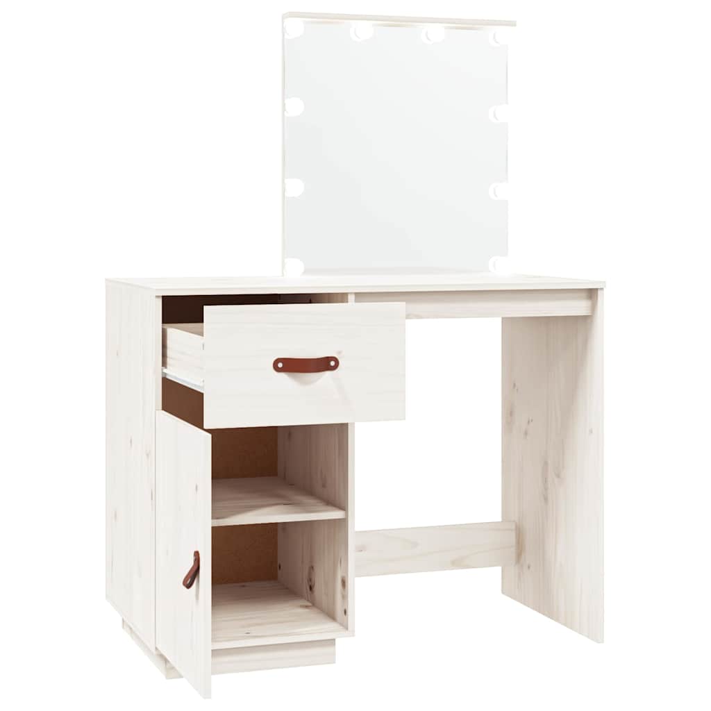 Schminktisch mit LED 95x50x133,5 cm Massivholz Kiefer
