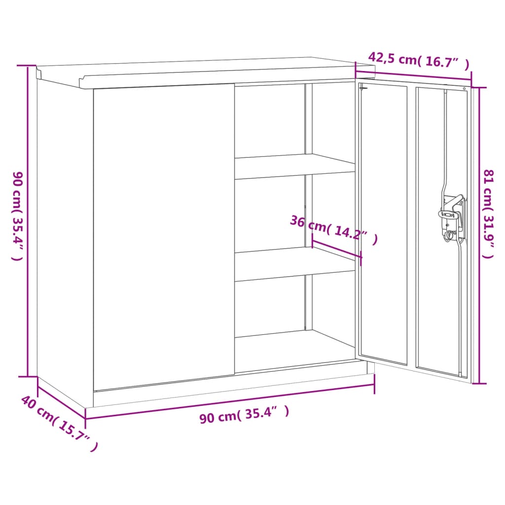 Aktenschrank Weiß 90x40x110 cm Stahl