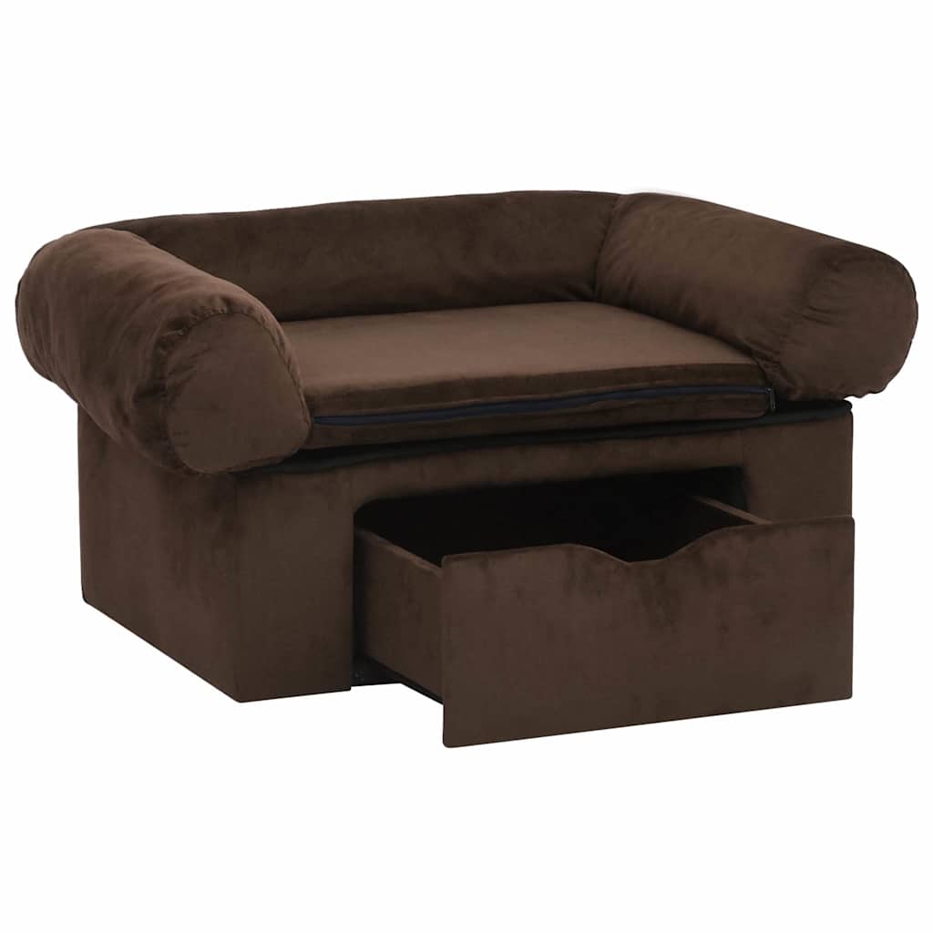 Hundesofa mit Schublade Dunkelgrau 75x50x38 cm Plüsch
