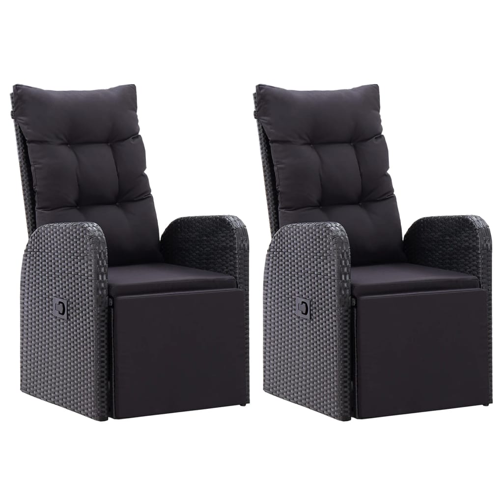 Garten-Liegestühle mit Kissen 2 Stk. Grau Poly Rattan