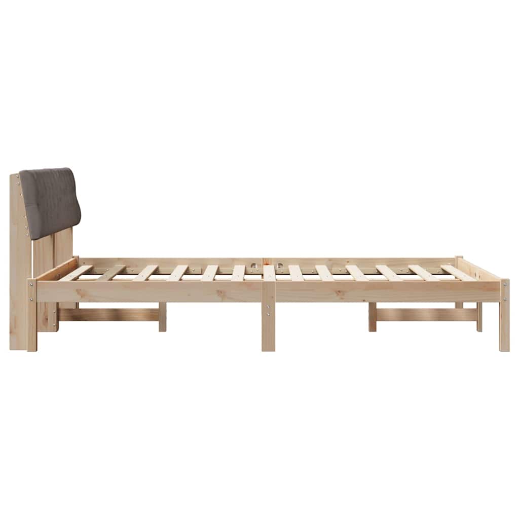 Bettgestell Braun und hellgrau 200 x 200 cm Massivholz Kiefer