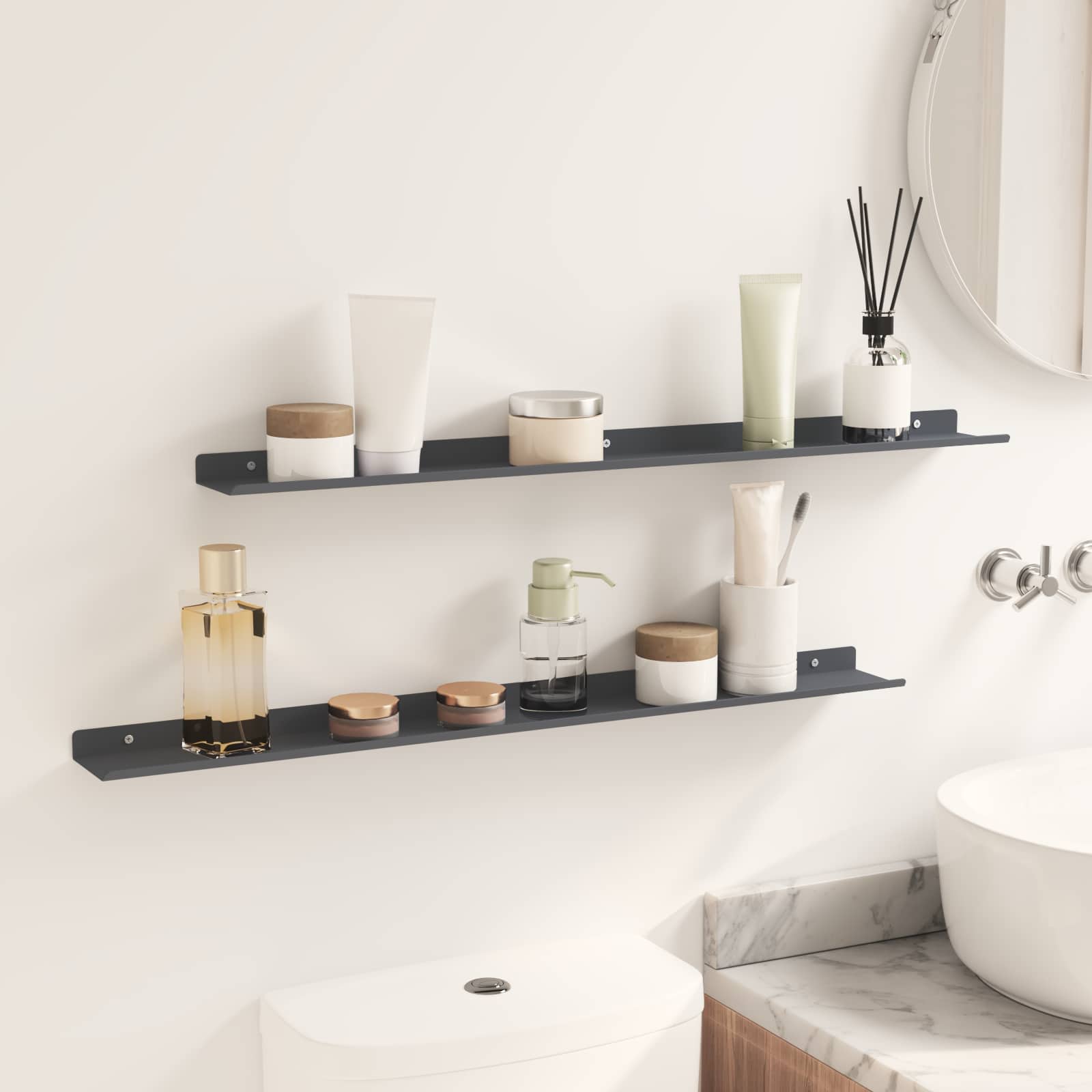 Schwebendes Regal 3 pcs Schwarz 40 x 9 x 2,5 cm Stahl