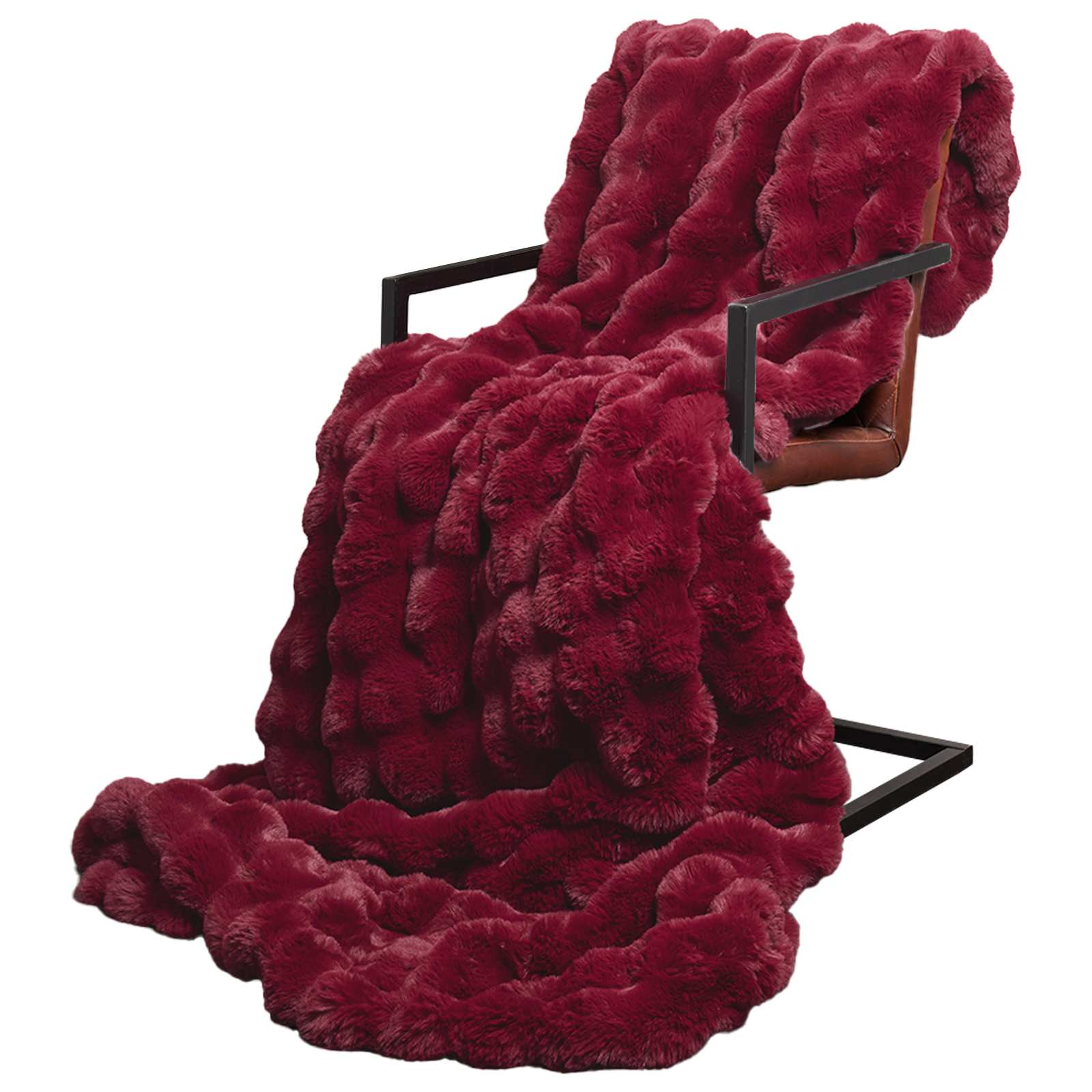 Rutschfeste Decke aus Kunstkaninchenfell Olite Beige Polyester