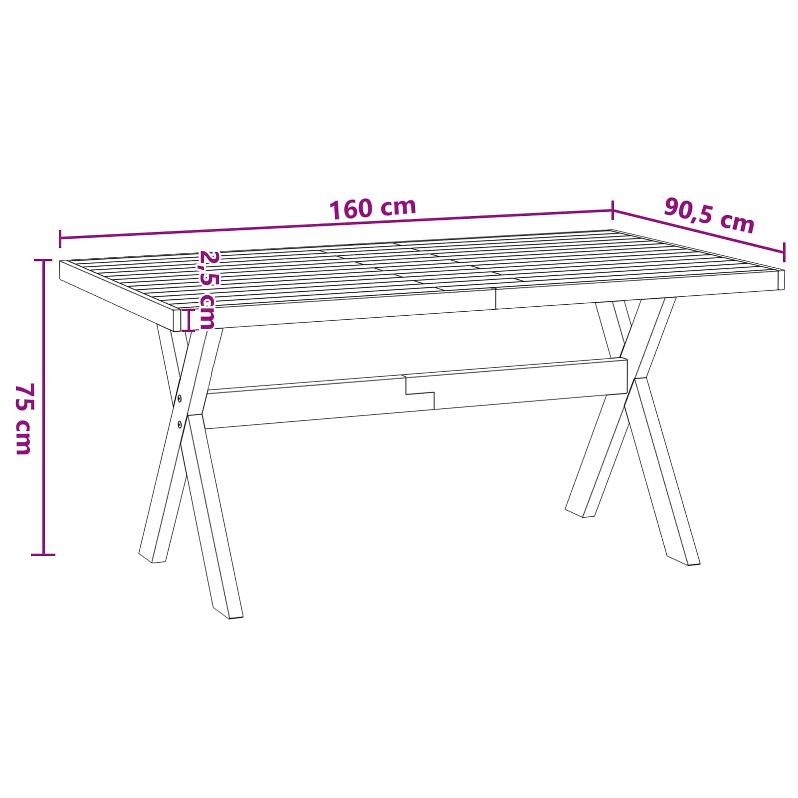 Esstisch NOAIN U-Form-Beine 180x90x75 cm Massivholz Kiefer