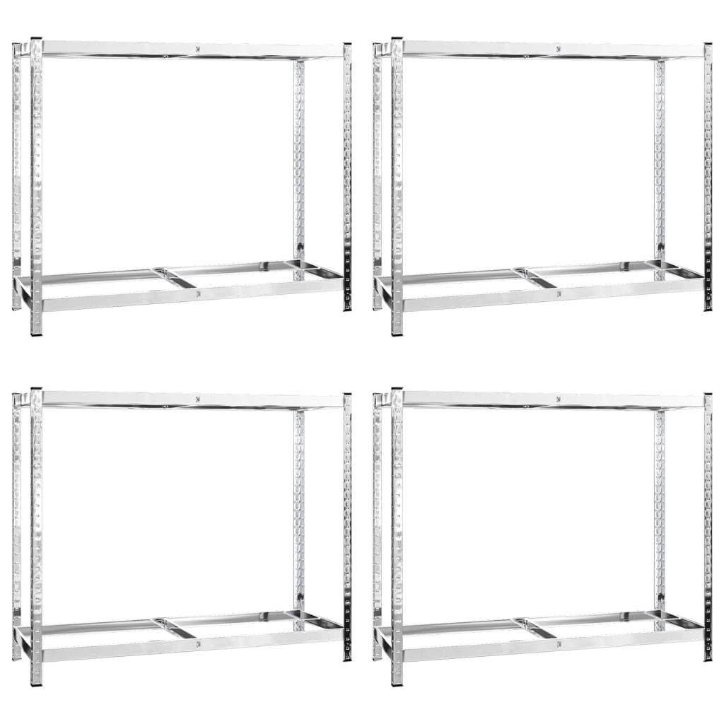 Reifenregale mit 2 Böden 3 Stk. Silbern 110x40x110 cm Stahl